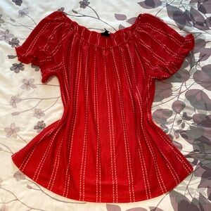 W5 Red Ruffle Sleeve Top Size M